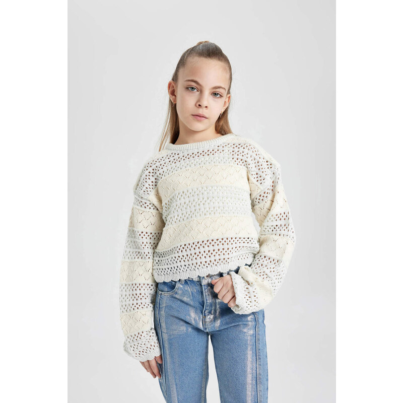 DEFACTO Girl Regular Fit Crew Neck Pullover