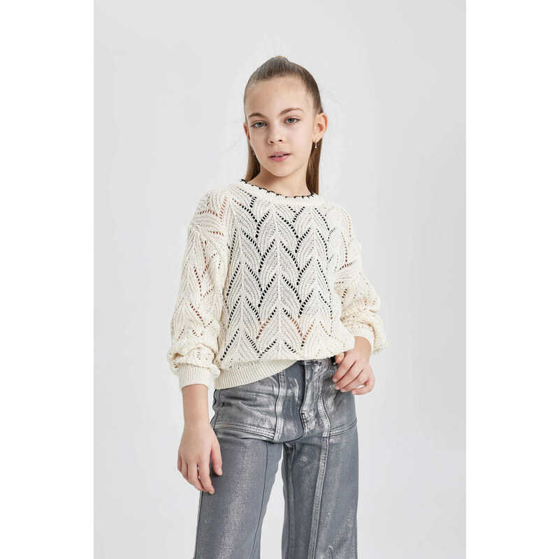 DEFACTO Girl Regular Fit Crew Neck Pullover