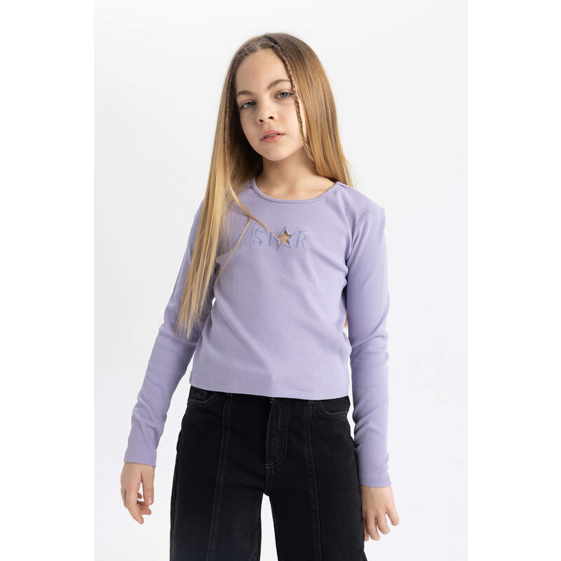 DEFACTO Girl Crew Neck Ribbed Crop Top