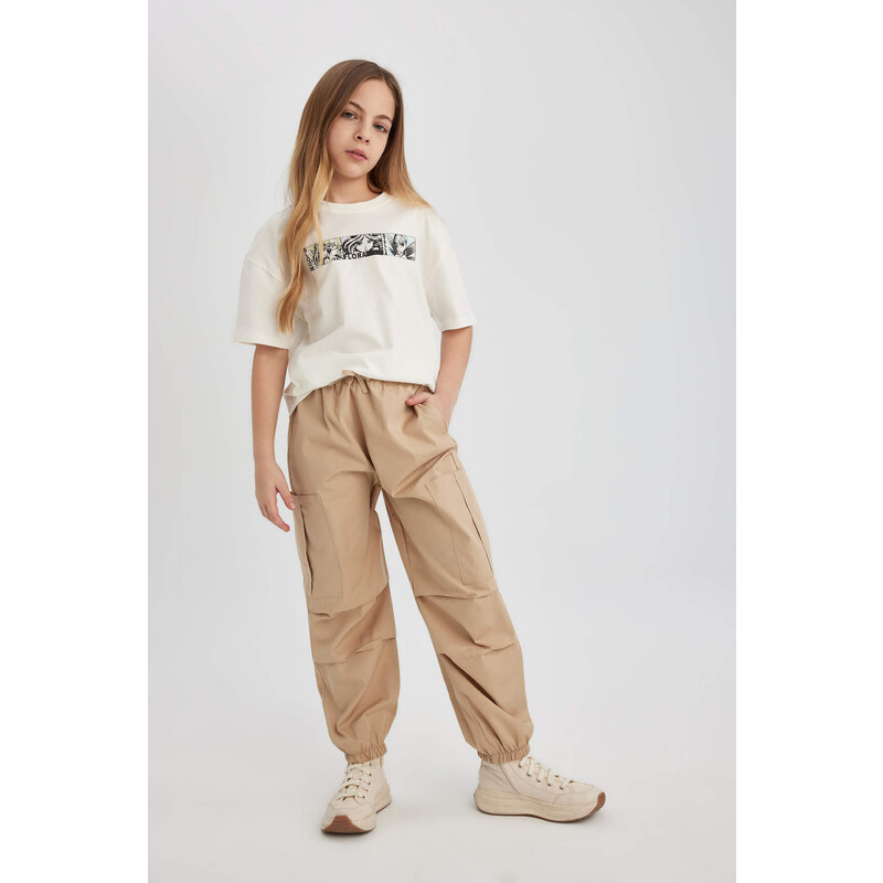 DEFACTO Girl Parachute Cargo Cotton Trousers