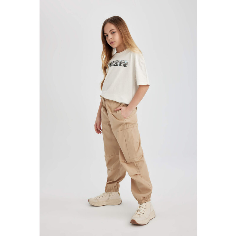 DEFACTO Girl Parachute Cargo Cotton Trousers