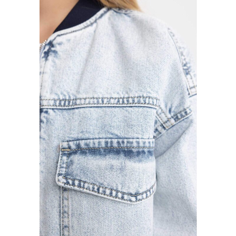 DEFACTO Girl Bomber Collar Jean Jacket