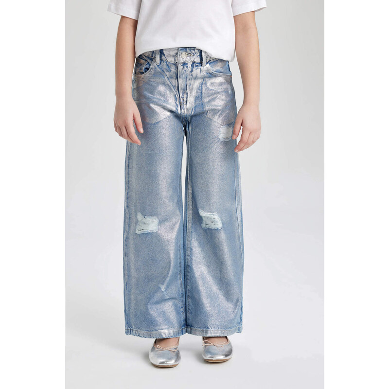 DEFACTO Girl Wide Leg Ripped Detailed Trousers