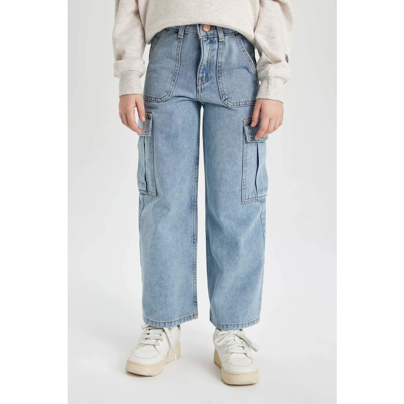 DEFACTO Girl Cargo Fit Wide Leg Jeans