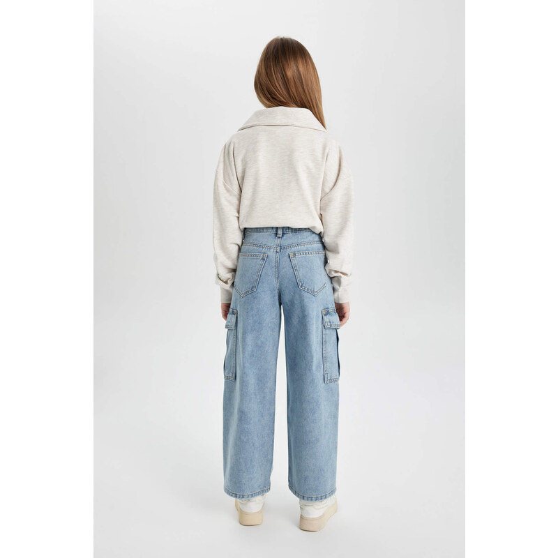 DEFACTO Girl Cargo Fit Wide Leg Jeans