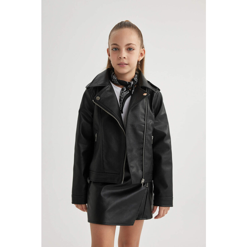 DEFACTO Girl Waterproof Faux Leather Jacket