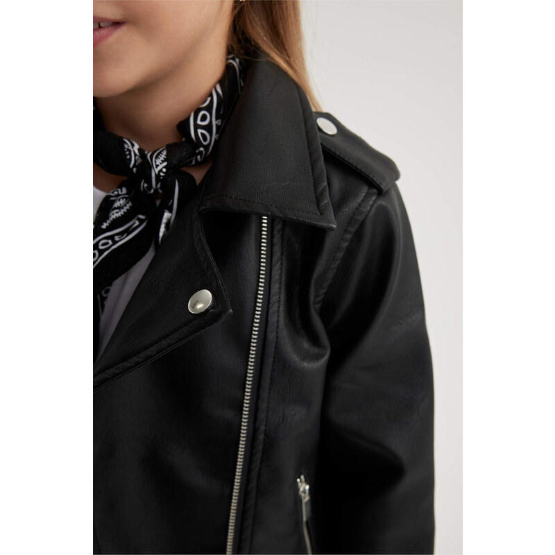 DEFACTO Girl Waterproof Faux Leather Jacket