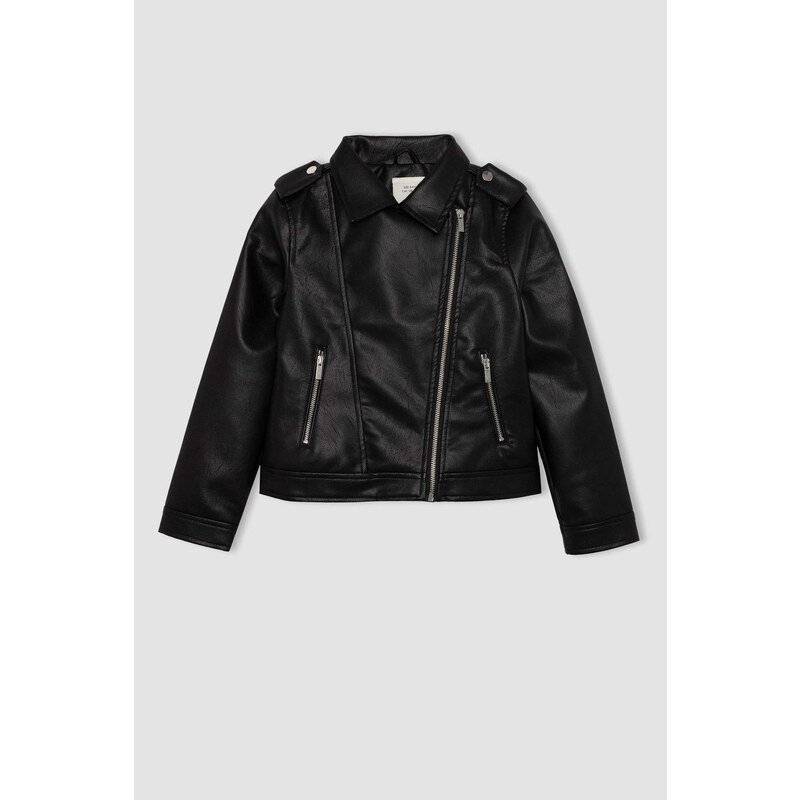 DEFACTO Girl Waterproof Faux Leather Jacket