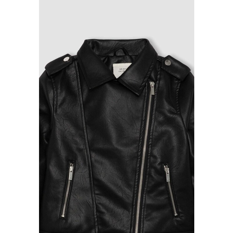 DEFACTO Girl Waterproof Faux Leather Jacket