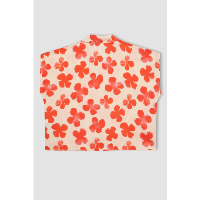 DEFACTO Girl Patterned Short Sleeve Crop Shirt