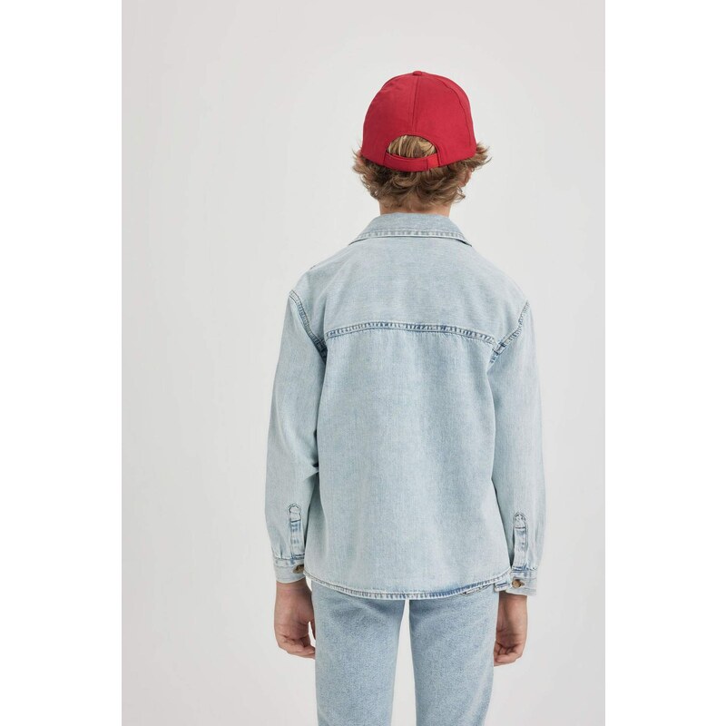 DEFACTO Boy Oversize Fit Polo Neck Jean Shirt