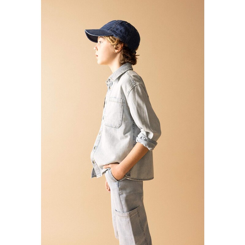 DEFACTO Boy Oversize Fit Polo Neck Jean Shirt