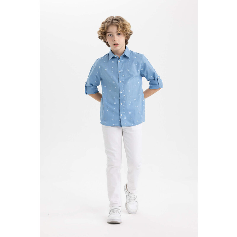 DEFACTO Boy Regular Fit Polo Neck Long Sleeve Shirt