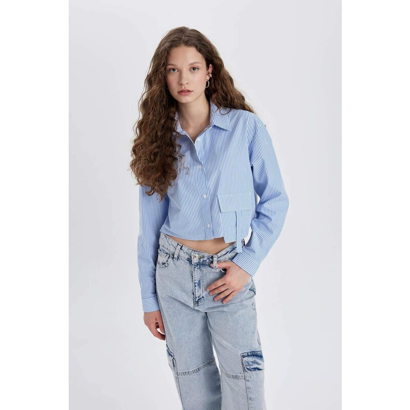 DEFACTO Oversize Fit Shirt Collar Poplin Long Sleeve Shirt