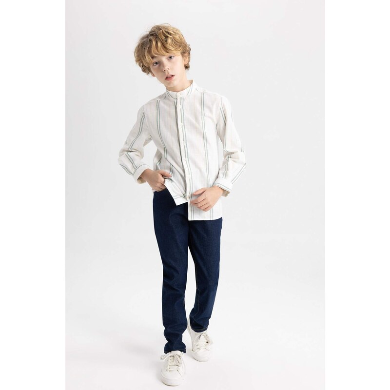 DEFACTO Boy Regular Fit Stand Collar Long Sleeve Shirt