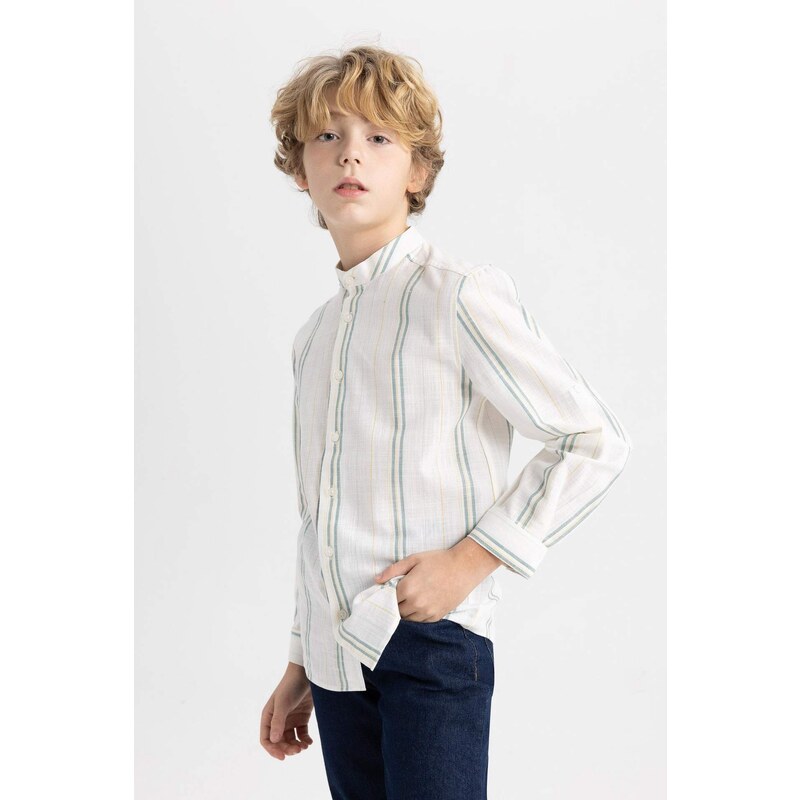 DEFACTO Boy Regular Fit Stand Collar Long Sleeve Shirt