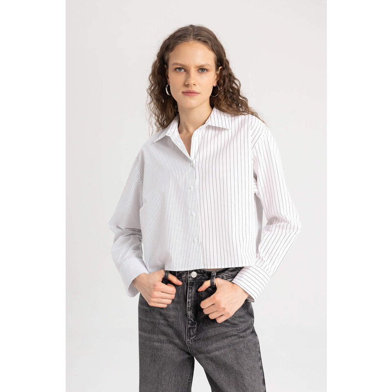 DEFACTO Oversize Fit Shirt Collar Poplin Long Sleeve Shirt