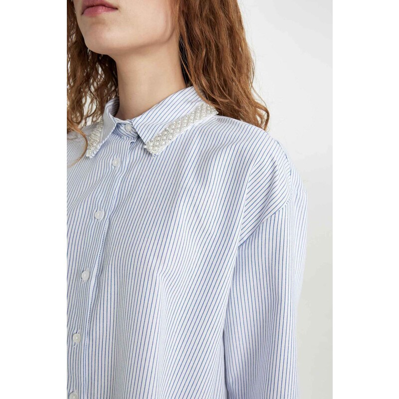 DEFACTO Oversize Fit Shirt Collar Oxford Long Sleeve Shirt