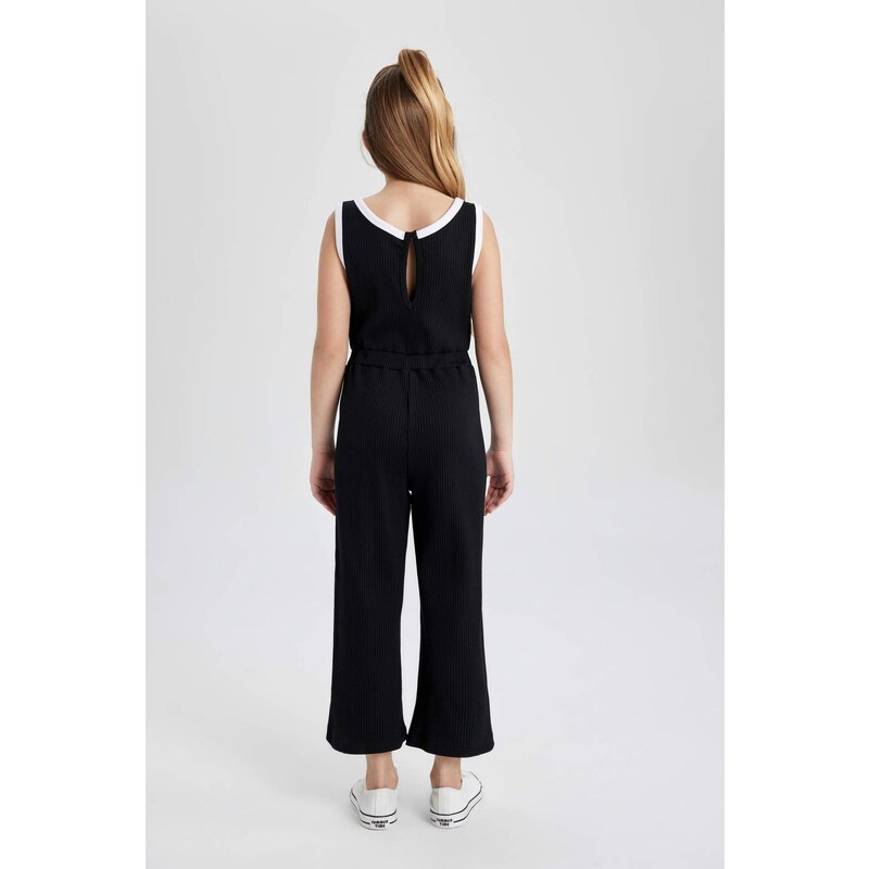 DEFACTO Girl Printed Ribbed Camisole Sleeveless Long Jumpsuit