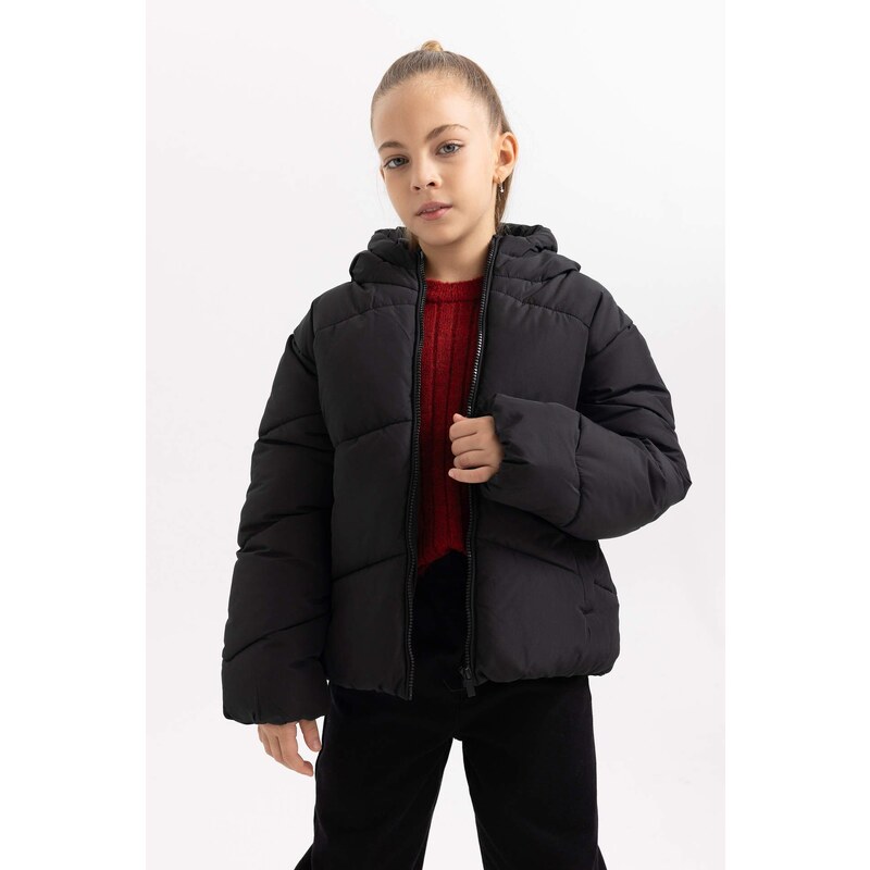 DEFACTO Girl Waterproof Hooded Puffer Jacket