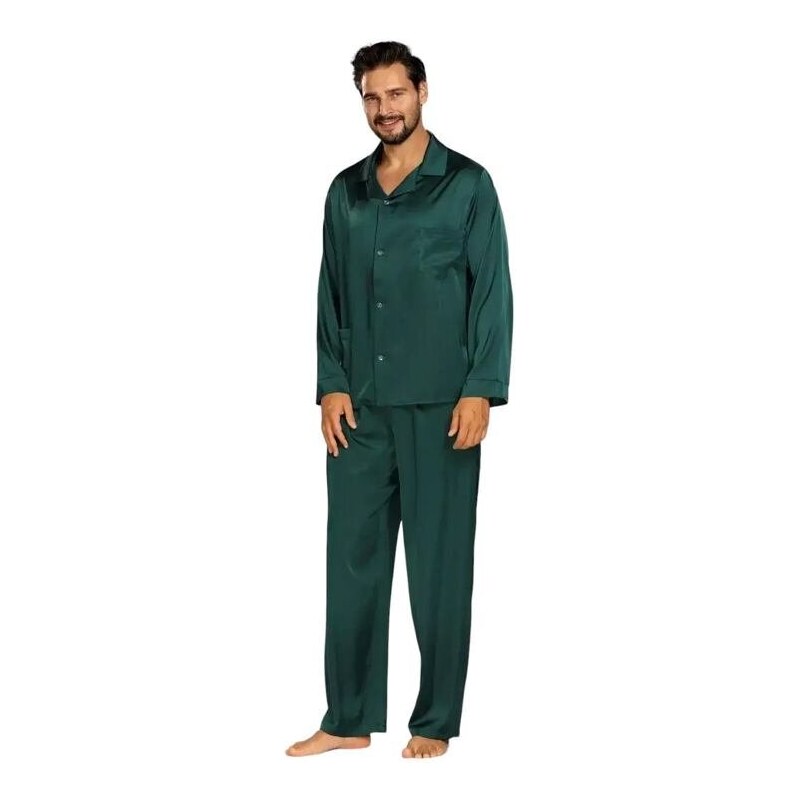DKaren Pánské saténové pyžamo Lukas zelený