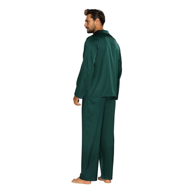 DKaren Pánské saténové pyžamo Lukas zelený