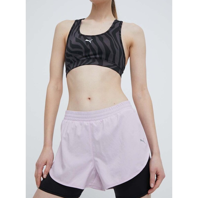 Běžecké šortky Puma STUDIO YOGINI LITE fialová barva, medium waist, 523181