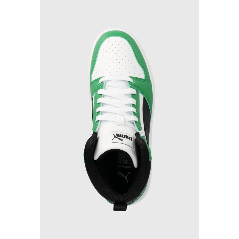Dětské sneakers boty Puma Rebound V6 Mid Jr zelená barva