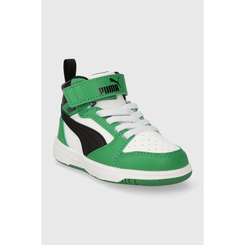 Dětské sneakers boty Puma Rebound V6 Mid AC+ In zelená barva