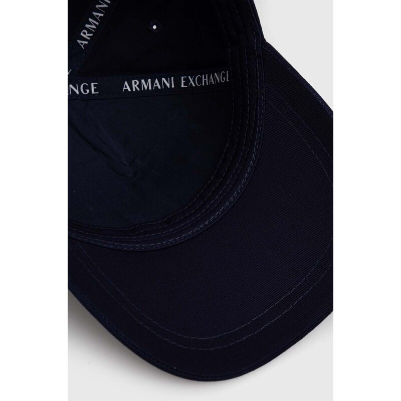 Bavlněná baseballová čepice Armani Exchange tmavomodrá barva, s potiskem, 954207 4R105