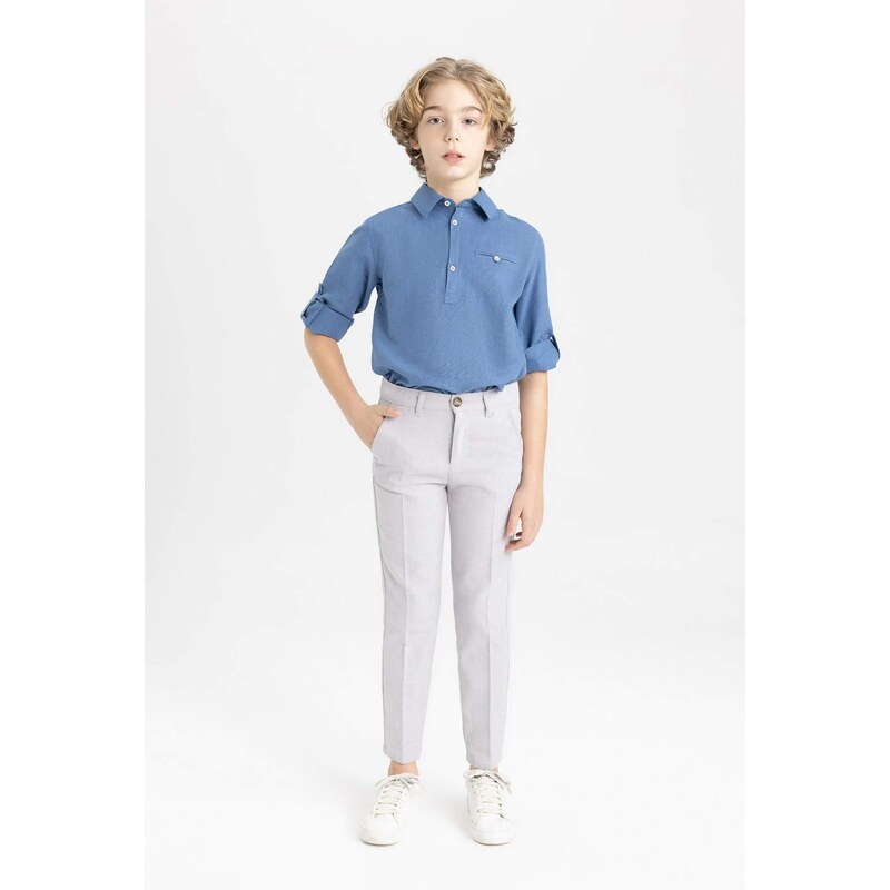 DEFACTO Boy Regular Fit Polo Neck Jean Look Shirt