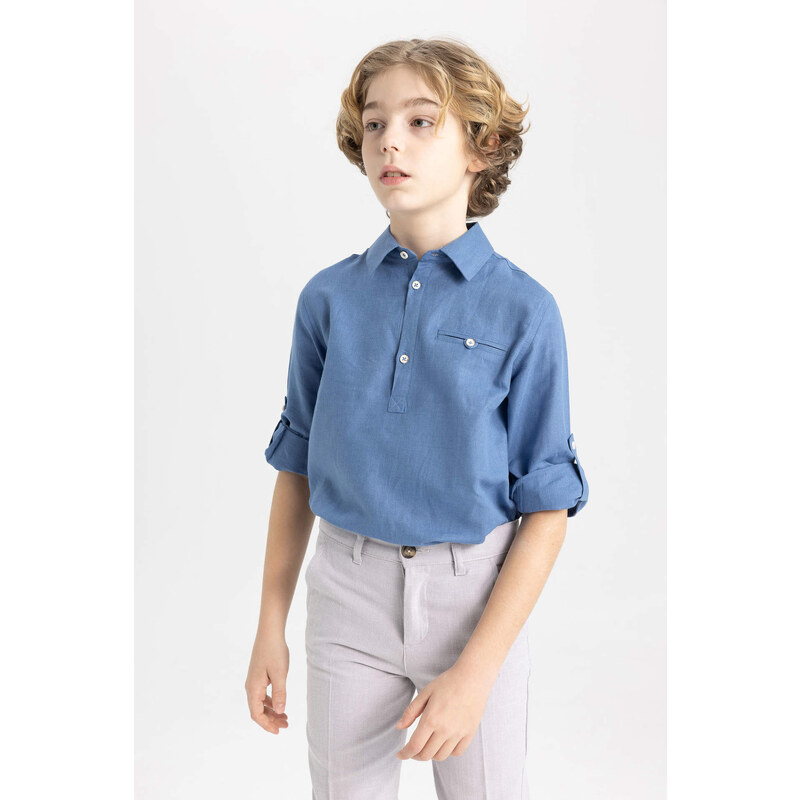 DEFACTO Boy Regular Fit Polo Neck Jean Look Shirt