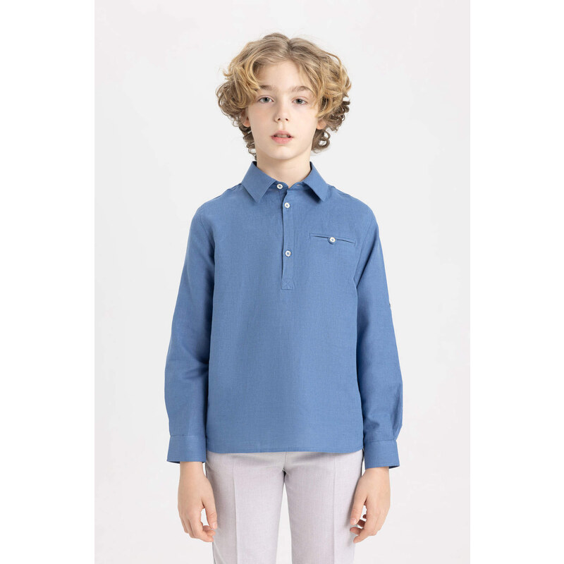 DEFACTO Boy Regular Fit Polo Neck Jean Look Shirt