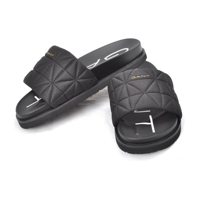 Luxusní pantofle s "mechovým" nártovým páskem Gant 28507599 černá