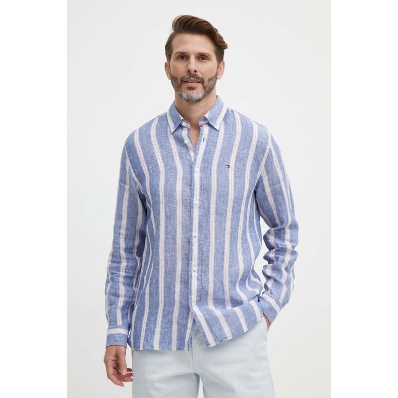 Lněná košile Tommy Hilfiger regular, s límečkem button-down, MW0MW34612