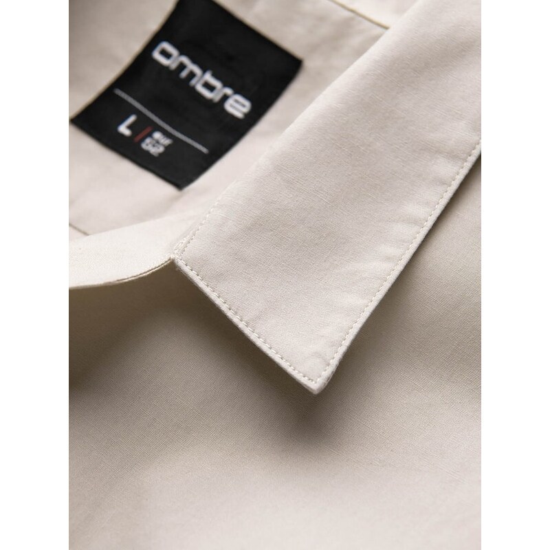 Ombre Clothing Kubánská krémová košile V7 SHSS-0168