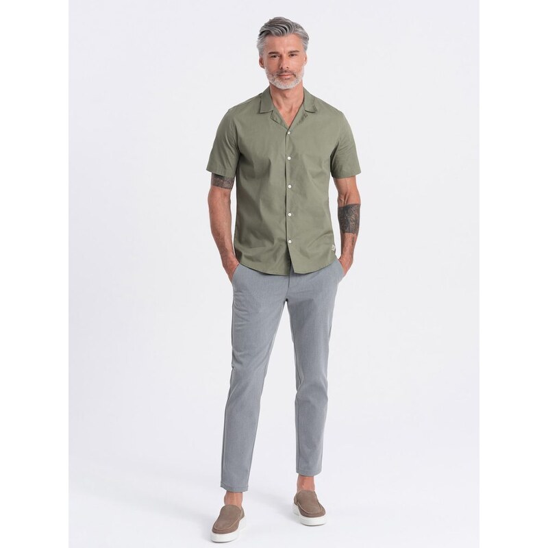 Ombre Clothing Kubánská khaki košile V4 SHSS-0168