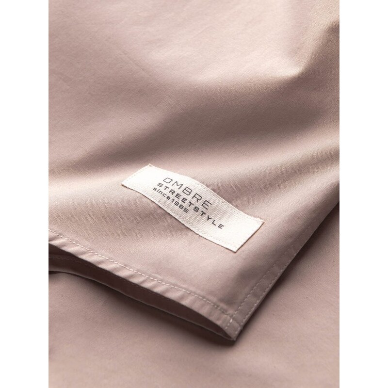 Ombre Clothing Kubánská světle hnědá košile V6 SHSS-0168