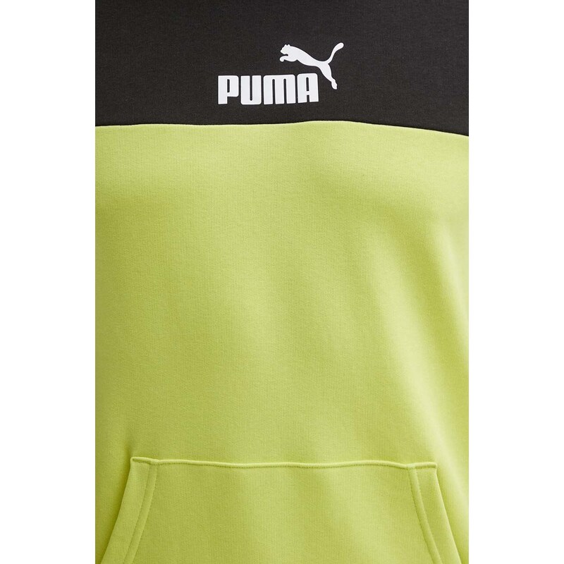 Mikina Puma pánská, zelená barva, s kapucí, vzorovaná, 847428