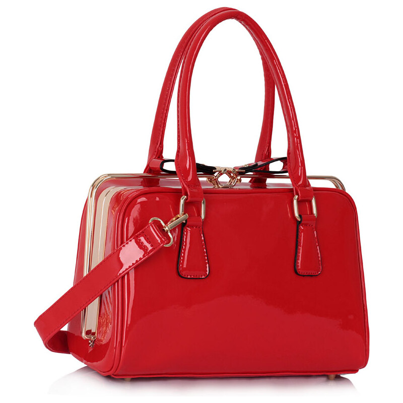 LS fashion LS dámská kabelka lakovaná 311A červená