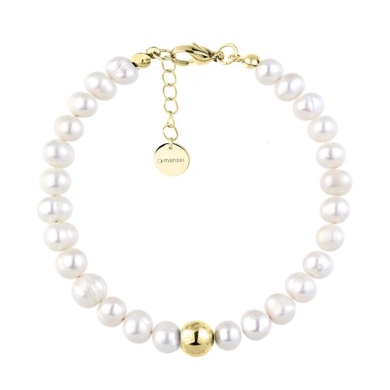 Manoki Perlový náramek Marilda Gold - chirurgická ocel, sladkovodní 91560258