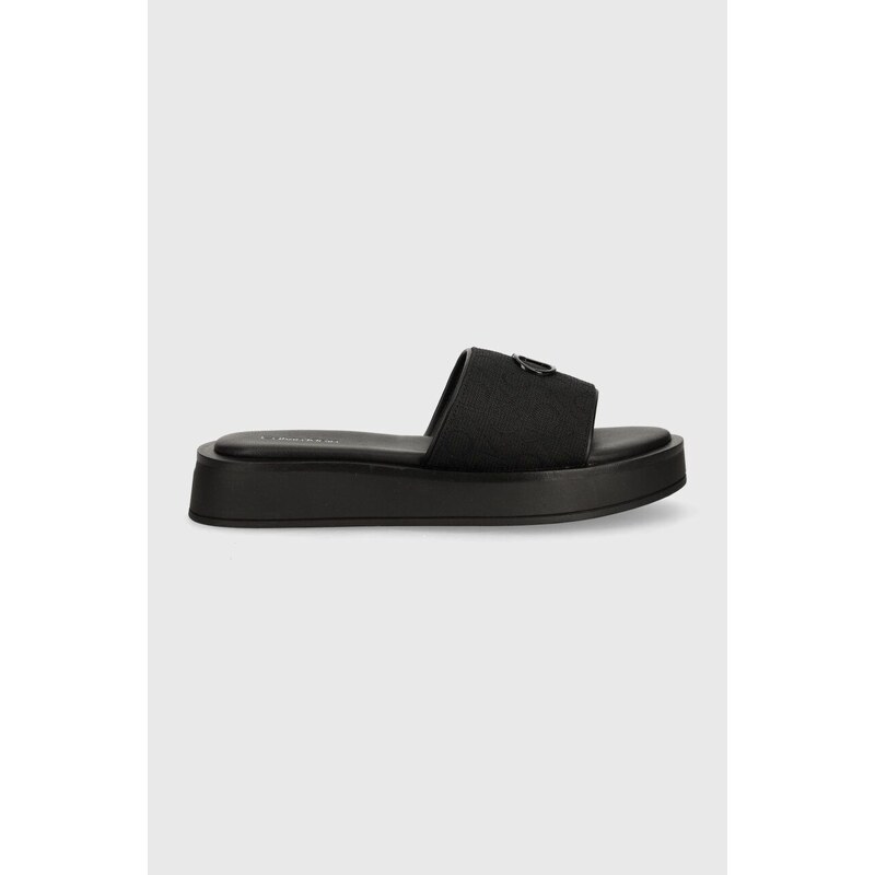 Pantofle Calvin Klein DRESS FLATFORM W/HW - JQ dámské, černá barva, na platformě, HW0HW01488