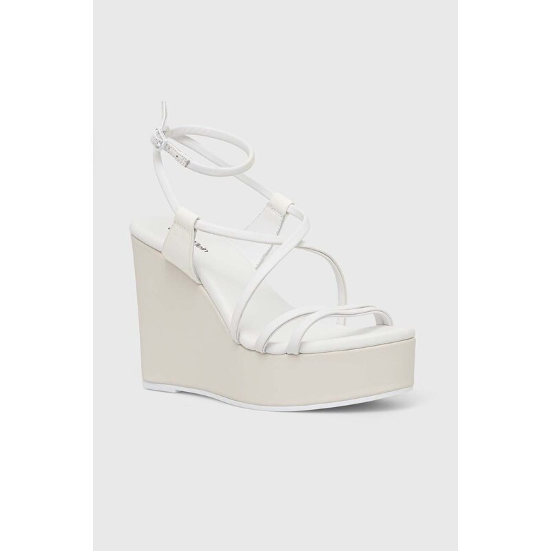 Kožené sandály Calvin Klein WEDGE bílá barva, HW0HW01952