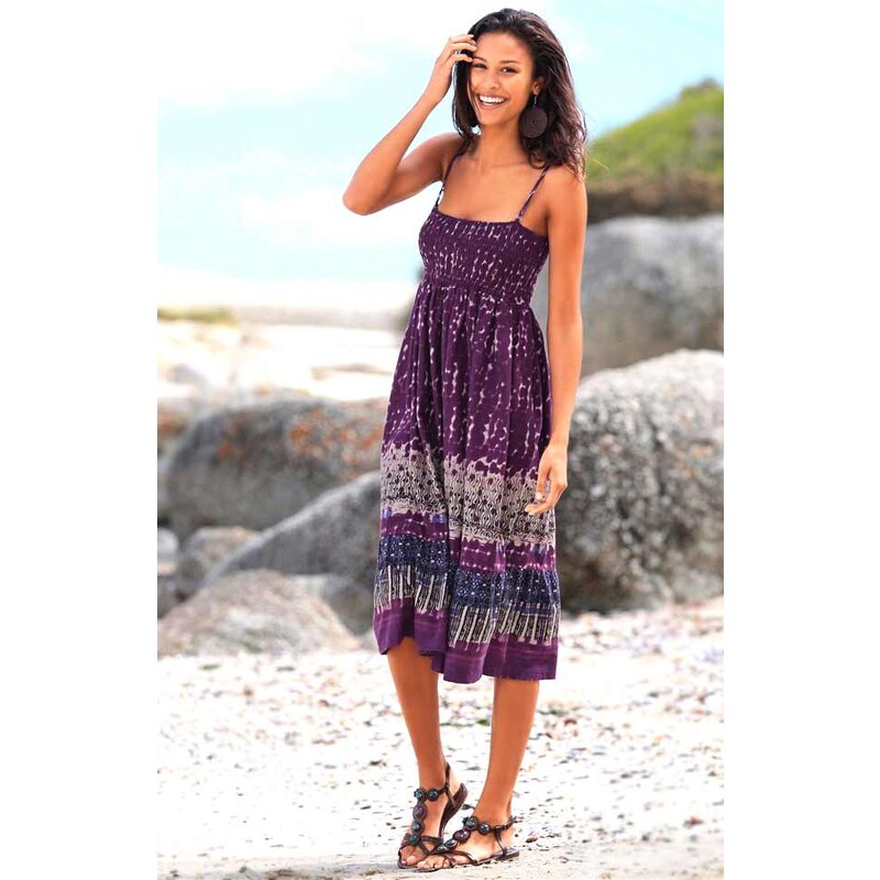 ECOREPUBLIC Dámské letní šaty ležerní na ramínka fialové