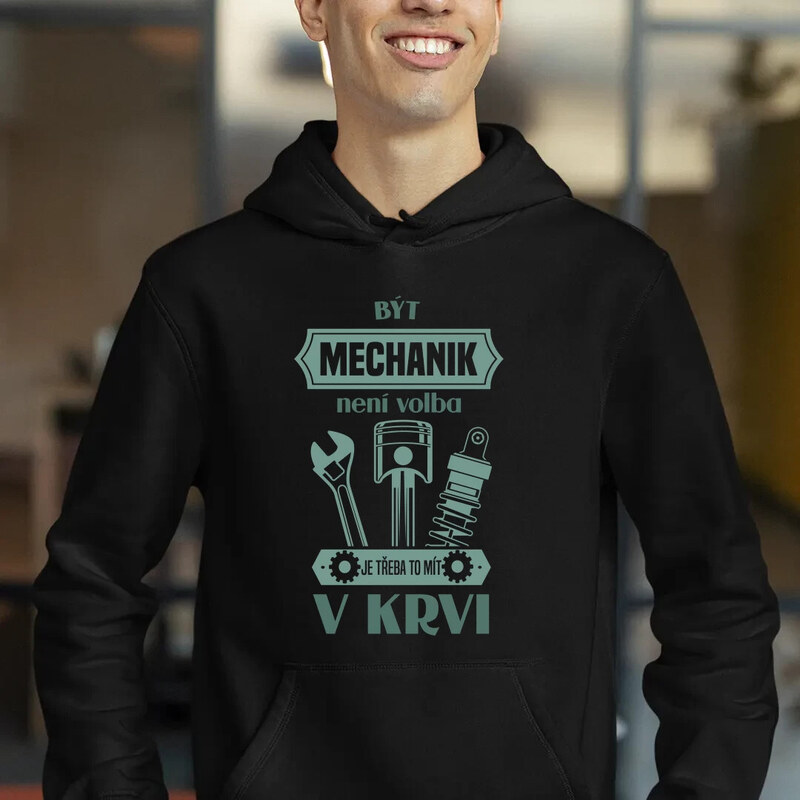 Garibald Být mechanik není volba, je třeba to mít v krvi - pánská mikina s potiskem