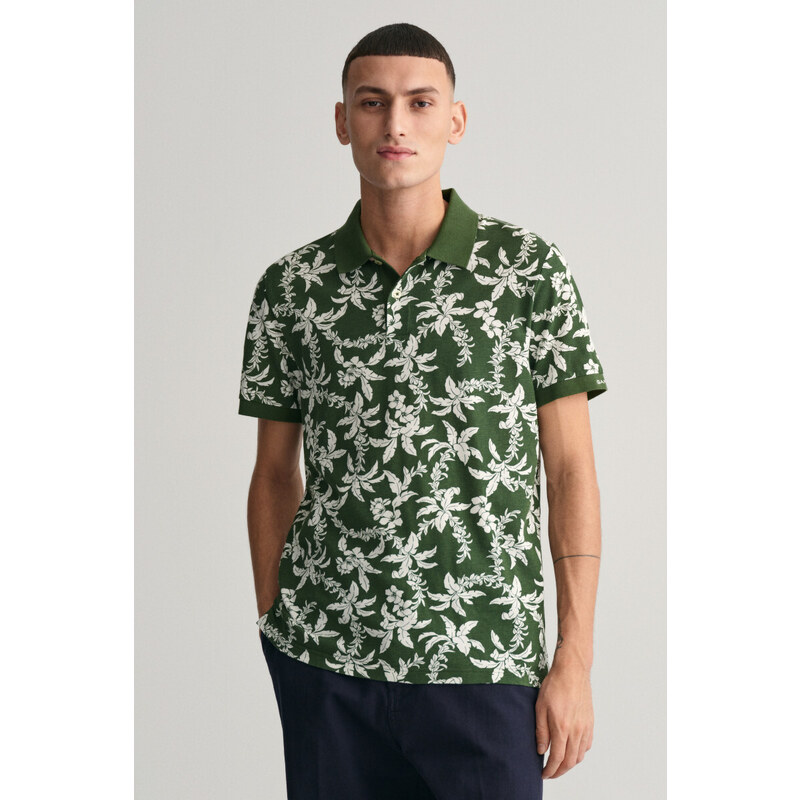 POLOKOŠILE GANT PALM LEI PRINT SS POLO PINE GREEN