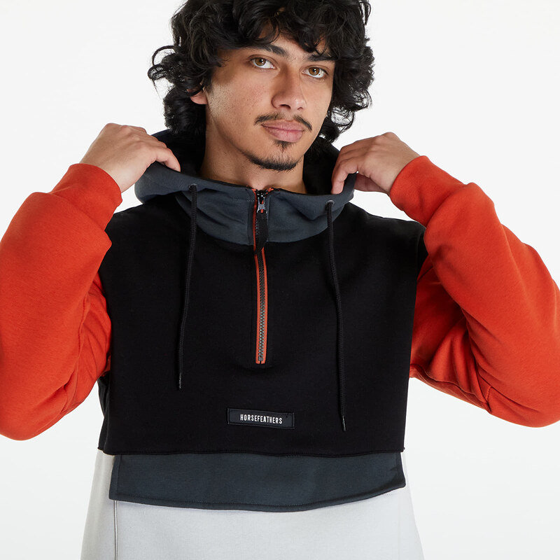 Pánská mikina Horsefeathers Milo Sweatshirt Black/ Orange Rust