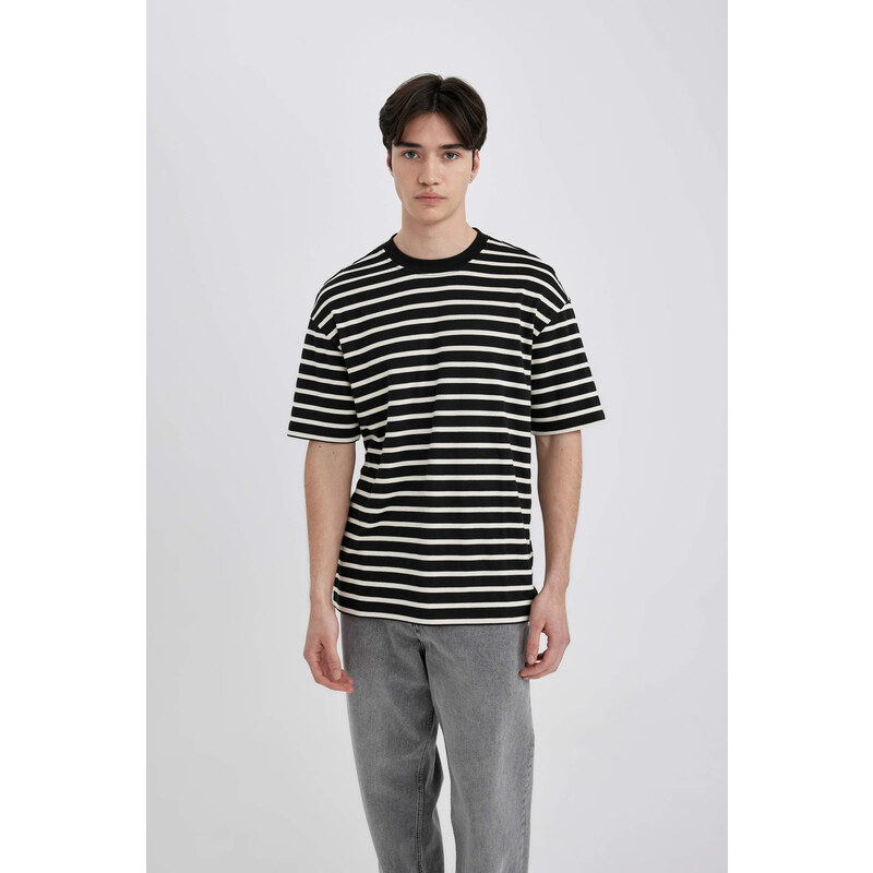 DEFACTO Comfort Fit Crew Neck Striped Short Sleeve T-Shirt