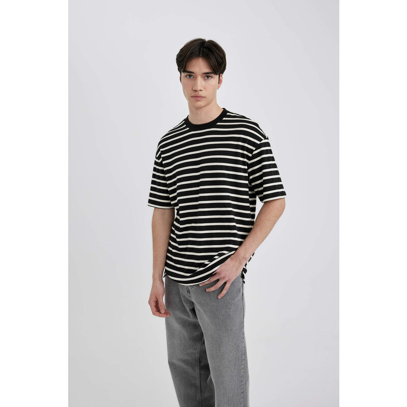 DEFACTO Comfort Fit Crew Neck Striped Short Sleeve T-Shirt