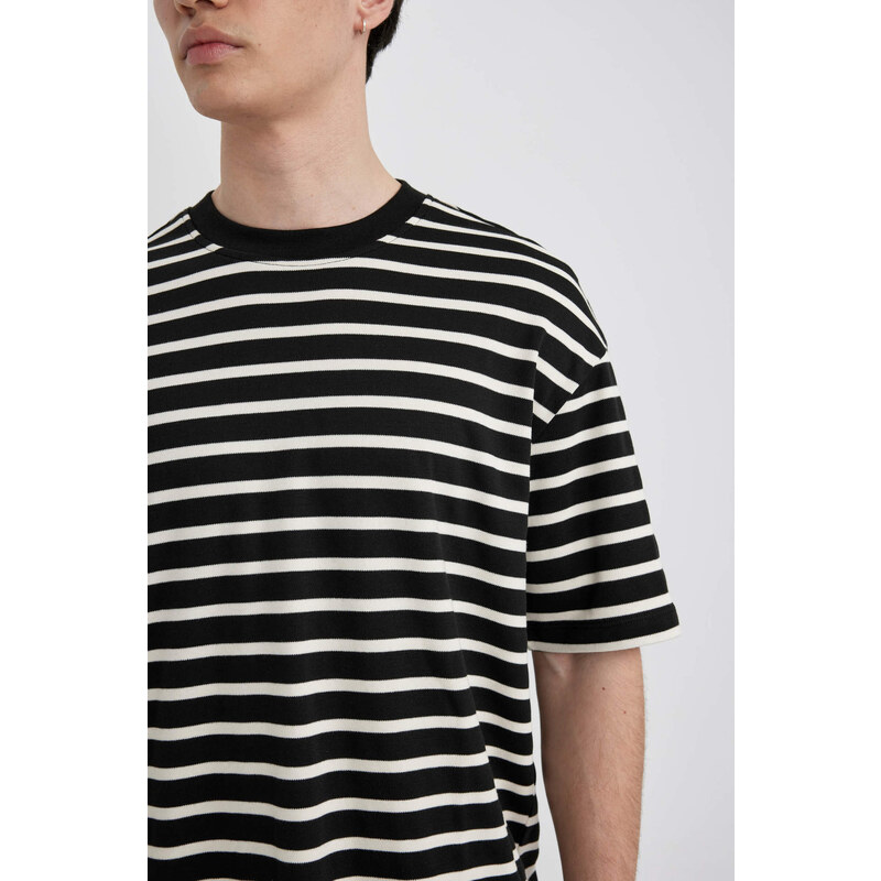 DEFACTO Comfort Fit Crew Neck Striped Short Sleeve T-Shirt